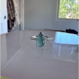 Blue water Jade Silver Ring